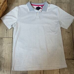 Guide London Premium Mens Short Sleeve Knit Polo Shirt Light Blue Contrast M